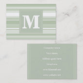 Carte De Visite Monogramme rayures vert pâle (Devant / Derrière)