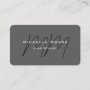Carte De Visite Monogramme recto-verso gris noir en lin calligraph