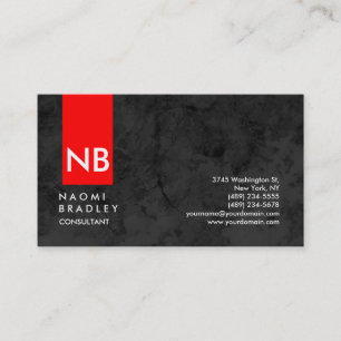 Carte De Visite Monogramme Red Grey Motif Moderne Consultant