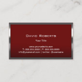 Carte De Visite Monogramme Red Modern Metal Frame Professional (Dos)