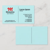 Carte De Visite Monogramme Règle Médiane - Bleu Clair (CCFFFF) (Devant / Derrière)