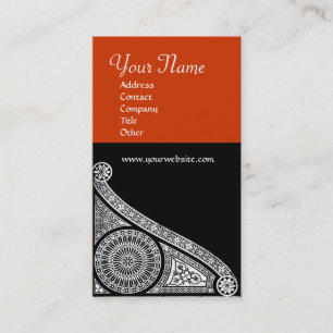 Carte De Visite MONOGRAMME RENAISSANCE 3 orange rouge