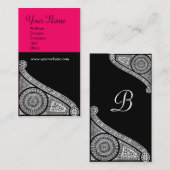 Carte De Visite MONOGRAMME RENAISSANCE 3 rose (Devant / Derrière)