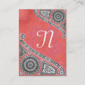 Carte De Visite MONOGRAMME RENAISSANCE 4 antique rose rouge (Dos)
