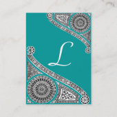 Carte De Visite MONOGRAMME RENAISSANCE 4 bleu vert (Dos)