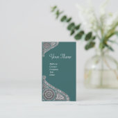 Carte De Visite MONOGRAMME RENAISSANCE 4 bleu vert (Debout devant)