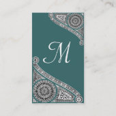 Carte De Visite MONOGRAMME RENAISSANCE 4 bleu vert (Dos)