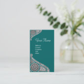 Carte De Visite MONOGRAMME RENAISSANCE 4 bleu vert (Debout devant)