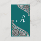 Carte De Visite MONOGRAMME RENAISSANCE 4 bleu vert (Dos)