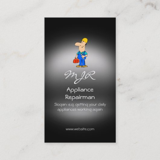 Carte De Visite Monogramme, réparateur d'appareils, aspect métalli (Devant)