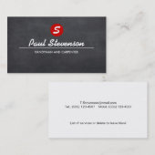 Carte De Visite Monogramme réparateur et charpentier noir (Devant / Derrière)