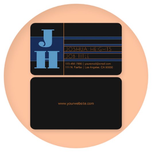 Carte De Visite Monogramme rétro-moderne et formes et couleurs mod