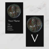 Carte De Visite MONOGRAMME ROMAIN ANTIQUE BRONZE, Noir (Devant / Derrière)