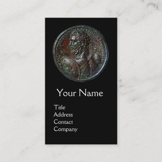 Carte De Visite MONOGRAMME ROMAIN ANTIQUE BRONZE, Noir (Devant)