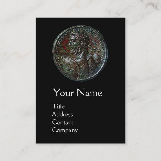 CARTE DE VISITE MONOGRAMME ROMAIN ANTIQUE SÉVERUS BRONZE MEDALLION (Devant)