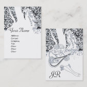 Carte De Visite MONOGRAMME ROMANCE, noir et blanc (Devant / Derrière)