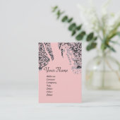 Carte De Visite MONOGRAMME ROMANCE, noir et rose (Debout devant)