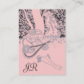 Carte De Visite MONOGRAMME ROMANCE, noir et rose (Dos)