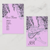Carte De Visite MONOGRAMME ROMANCE, noir et rose (Devant / Derrière)