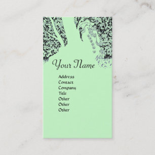 Carte De Visite MONOGRAMME ROMANCE, noir et vert