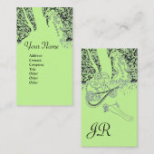 Carte De Visite MONOGRAMME ROMANCE, noir et vert (Devant / Derrière)