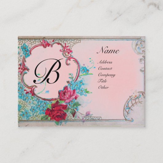 CARTE DE VISITE MONOGRAMME ROMANTIQUE (Devant)
