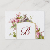 Carte De Visite MONOGRAMME ROMANTIQUE, Cyclamens vert rose perle b (Dos)