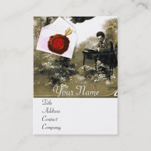 CARTE DE VISITE MONOGRAMME ROMANTIQUE DU SCEAU DE CIRE ROUGE