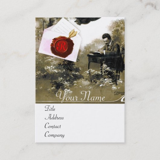 CARTE DE VISITE MONOGRAMME ROMANTIQUE DU SCEAU DE CIRE ROUGE (Devant)