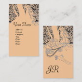 Carte De Visite MONOGRAMME ROMANTIQUE, noir et rose (Devant / Derrière)