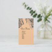 Carte De Visite MONOGRAMME ROMANTIQUE, noir et rose (Debout devant)