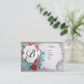 Carte De Visite MONOGRAMME ROMANTIQUE, papier métallique platine,  (Debout devant)