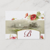 Carte De Visite MONOGRAMME ROMANTIQUE, POPIES vert rouge perle bla (Dos)