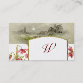 Carte De Visite MONOGRAMME ROMANTIQUE, POPIES vert rouge perle bla (Dos)