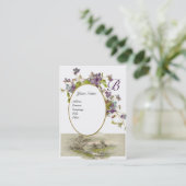 Carte De Visite MONOGRAMME ROMANTIQUE, VIOLET vert violet blanc (Debout devant)