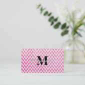 Carte De Visite Monogramme rose blanc Chevron (Debout devant)