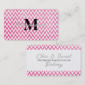 Carte De Visite Monogramme rose blanc Chevron (Devant / Derrière)