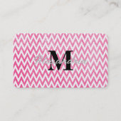 Carte De Visite Monogramme rose blanc Chevron (Devant)