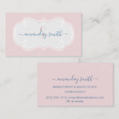 Carte De Visite Monogramme Rose Blush Powder Blogger Cadre Royal (Devant / Derrière)