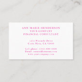 Carte De Visite Monogramme rose chaud (Dos)