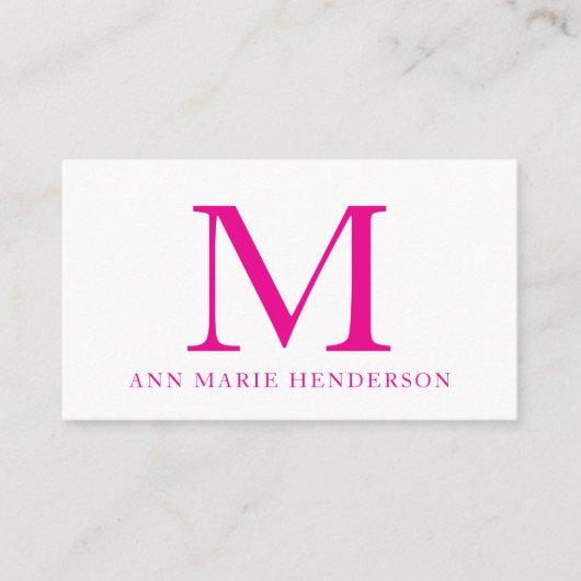 Carte De Visite Monogramme rose chaud (Devant)