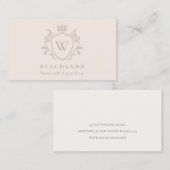 Carte De Visite Monogramme rose clair classique Cimier de couronne (Devant / Derrière)