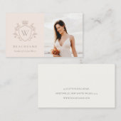 Carte De Visite Monogramme rose clair classique Cimier photo flora (Devant / Derrière)