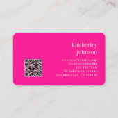 Carte De Visite Monogramme Rose Clair Simple Code QR Moderne (Dos)
