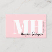 Carte De Visite Monogramme Rose Clair Simple et Élégant (Devant)