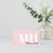 Carte De Visite Monogramme Rose Clair Simple et Élégant (Debout devant)