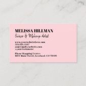 Carte De Visite Monogramme rose clair simple professionnel (Dos)