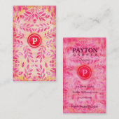Carte De Visite Monogramme rose de biscuit de citron de la (Devant / Derrière)