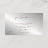 Carte De Visite Monogramme Rose de luxe en argent étincelant diama (Dos)