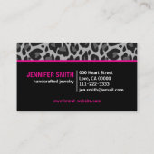 Carte De Visite Monogramme rose Empreinte de léopard classique Roc (Dos)